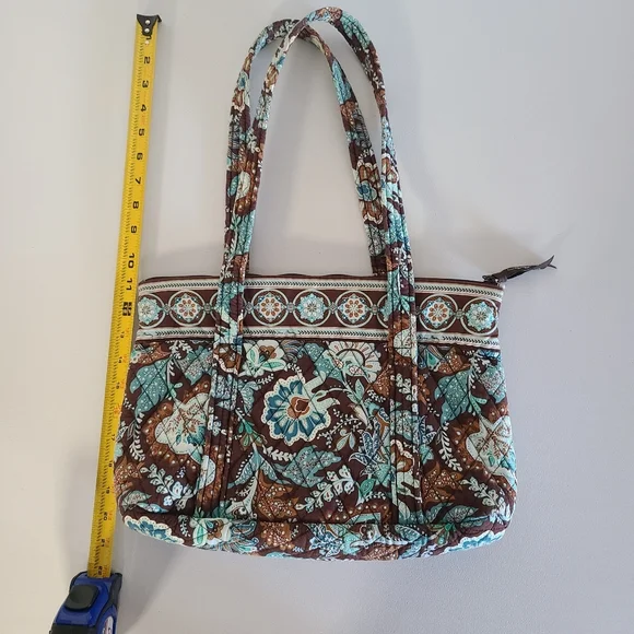 Vera Bradley Java Blue Tote Purse Shoulder Bag Brown Blue Floral 2006 Pattern - Picture 12 of 16